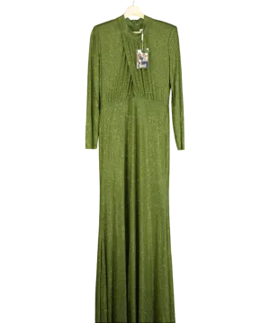 Self-Portrait Olive Green Rhinestone Maxi Dress UK 14