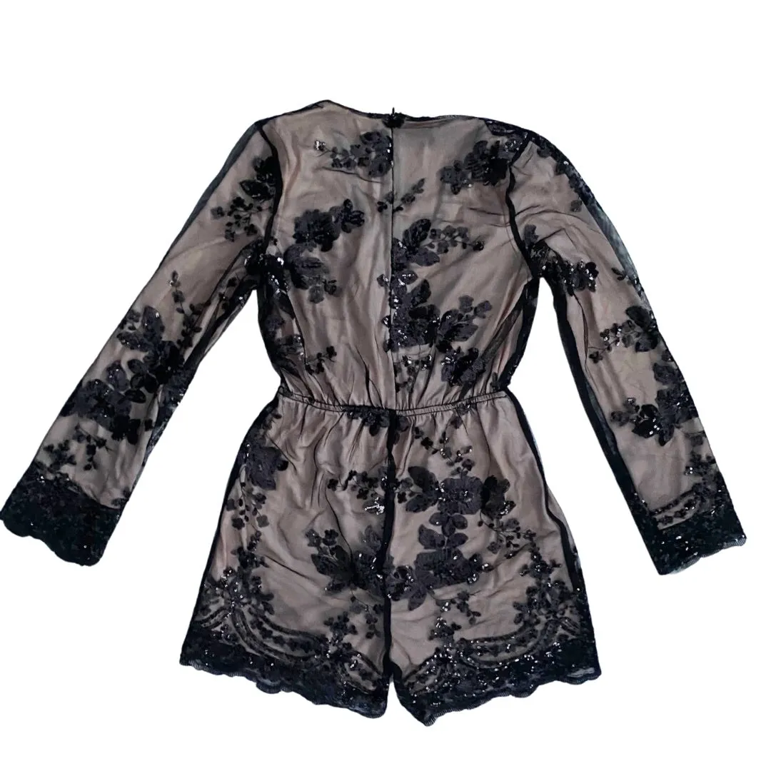Sequins Shorts Playsuit Black Nude