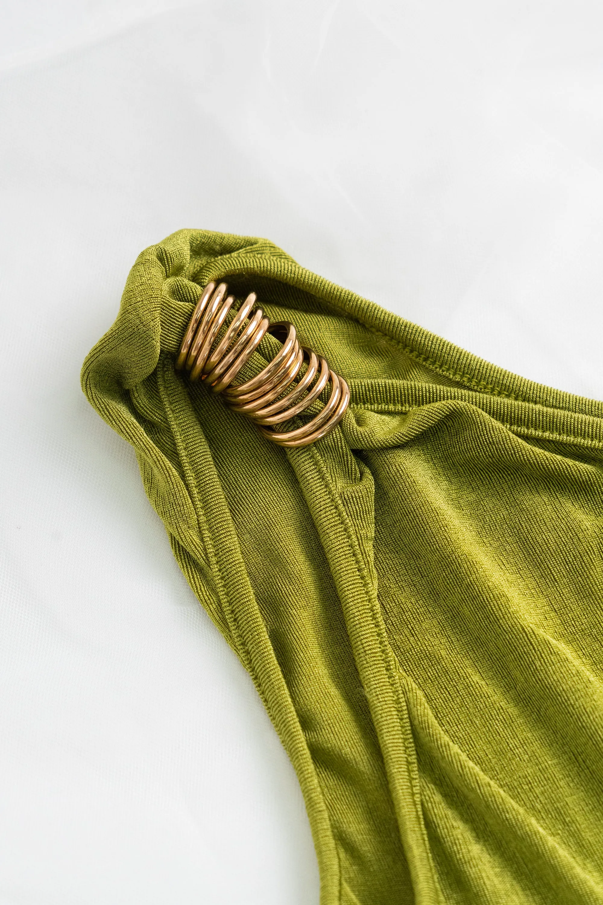Sexy Green One-Shoulder Sleeveless Irregular Maxi Dress