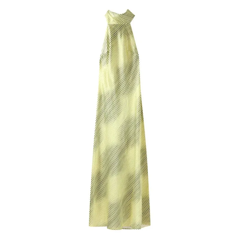 Sheath Satin Striped Maxi – Backless and Bold