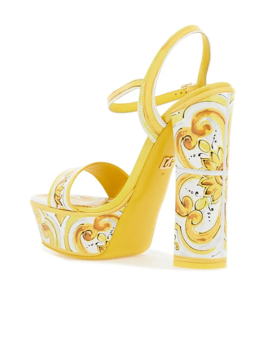 Shiny Leather Platform Sandals