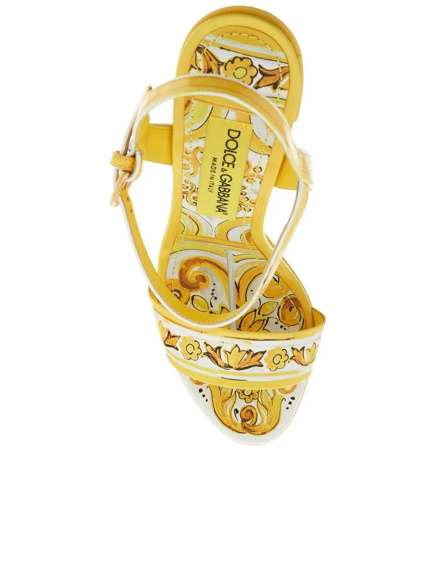 Shiny Leather Platform Sandals