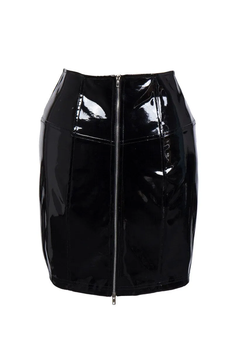 Shop the Sensational S-3XL Black High Waist Skirt: Sexy Club Latex PVC Leather Pencil Skirt with Lace Detailing