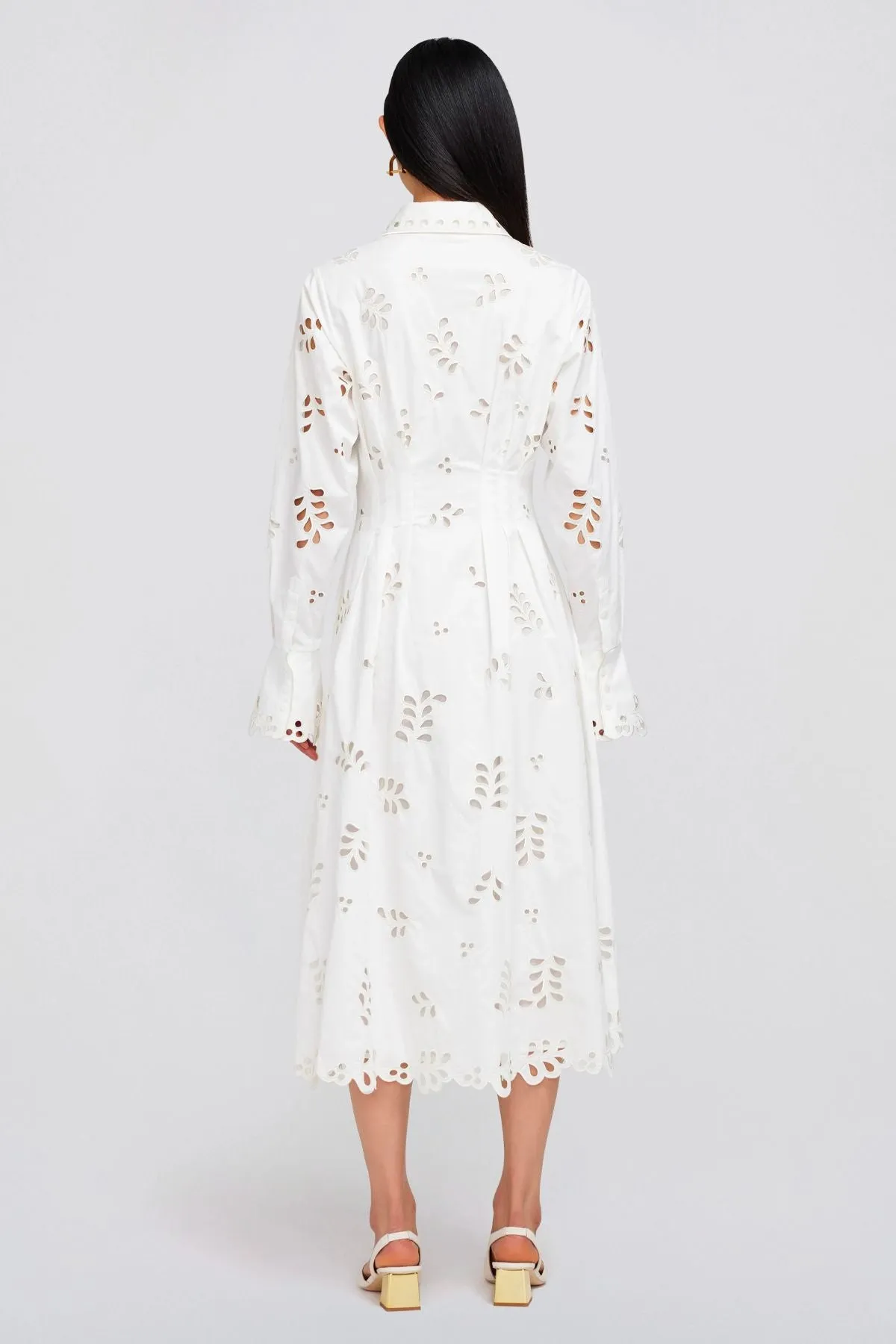 Simkhai Eda Broderie Cotton Midi Dress - White