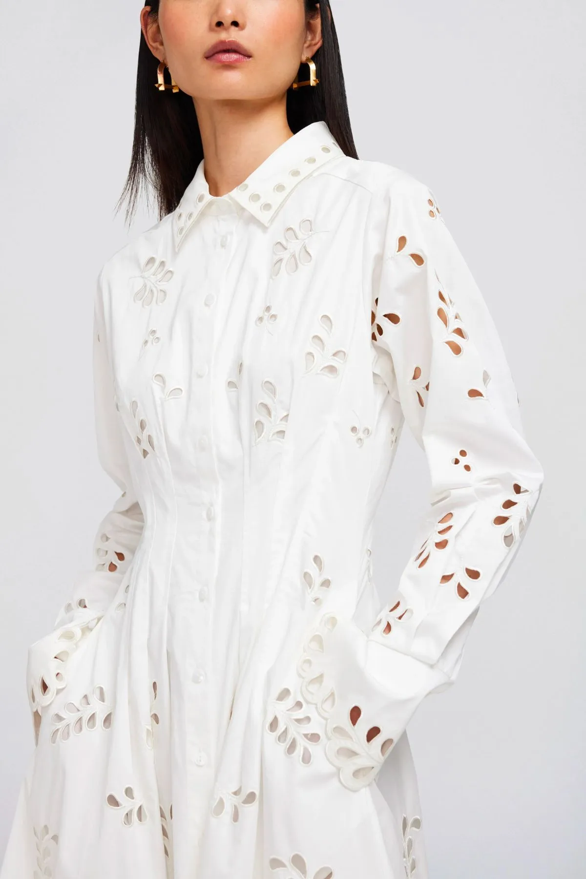 Simkhai Eda Broderie Cotton Midi Dress - White