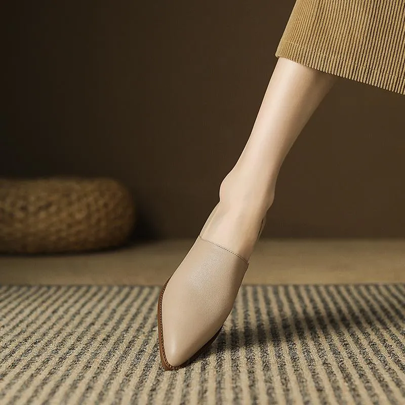 Simple solid color comfortable low heels
