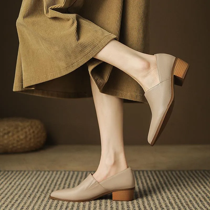 Simple solid color comfortable low heels