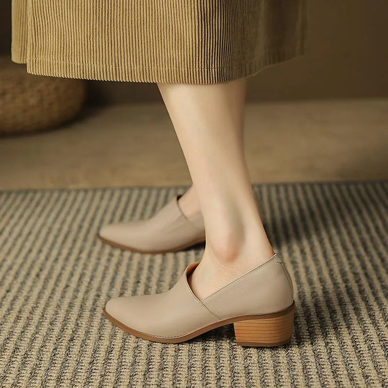 Simple solid color comfortable low heels
