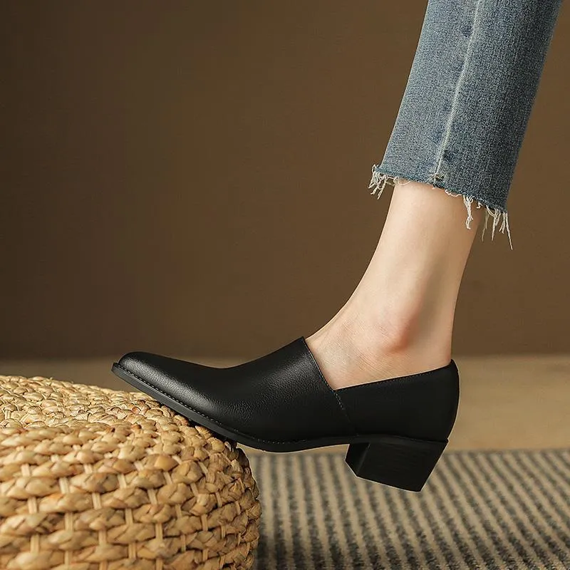 Simple solid color comfortable low heels
