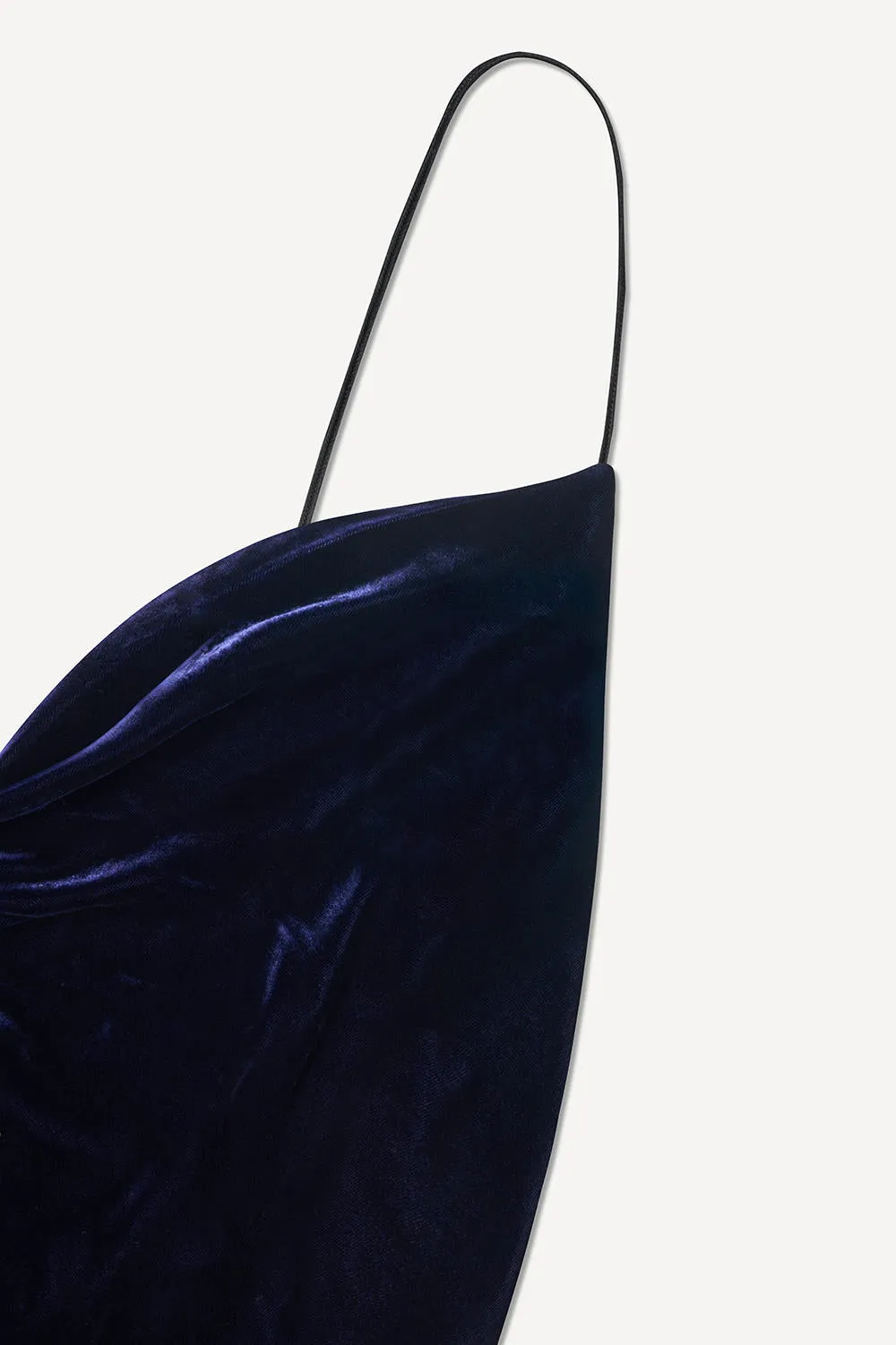 Siren maxi dress in midnight blue silk velvet