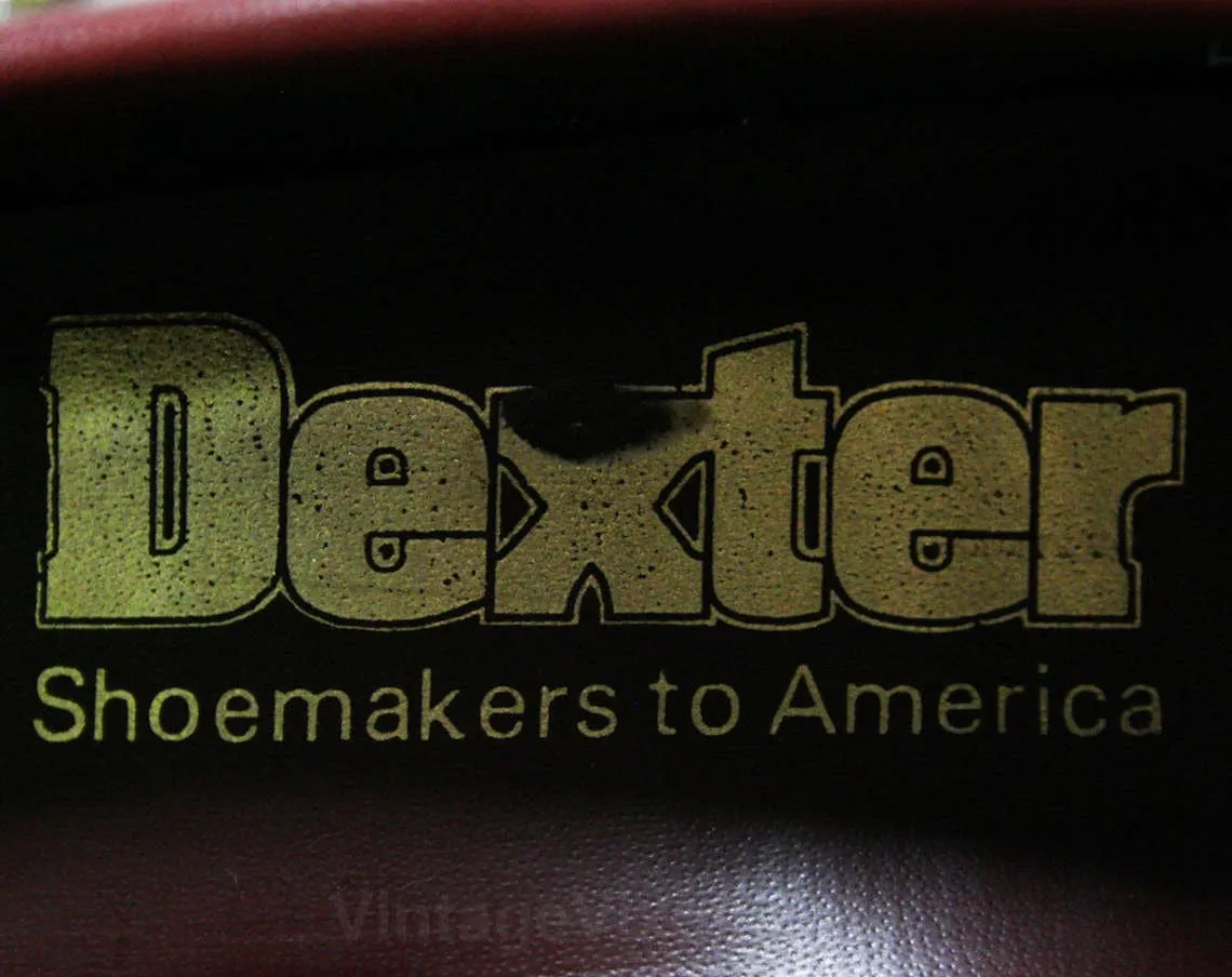 Size 8.5 M Leather Shoes - Beautiful Quality Pumps - Oxblood Brown Leather - Brass Studs & Bow - Stacked Wood Heels - 80s Preppy Deadstock