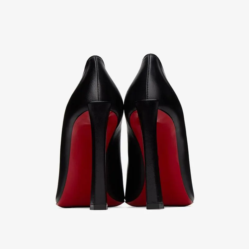 Sleek Black Leather Pointed Toe Pumps