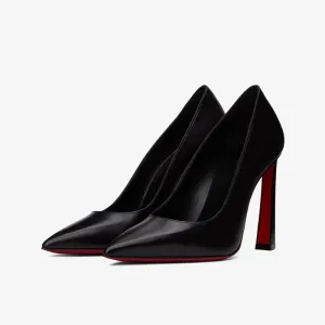 Sleek Black Leather Pointed Toe Pumps