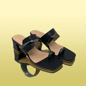Sleek Black Open-Toe Heels