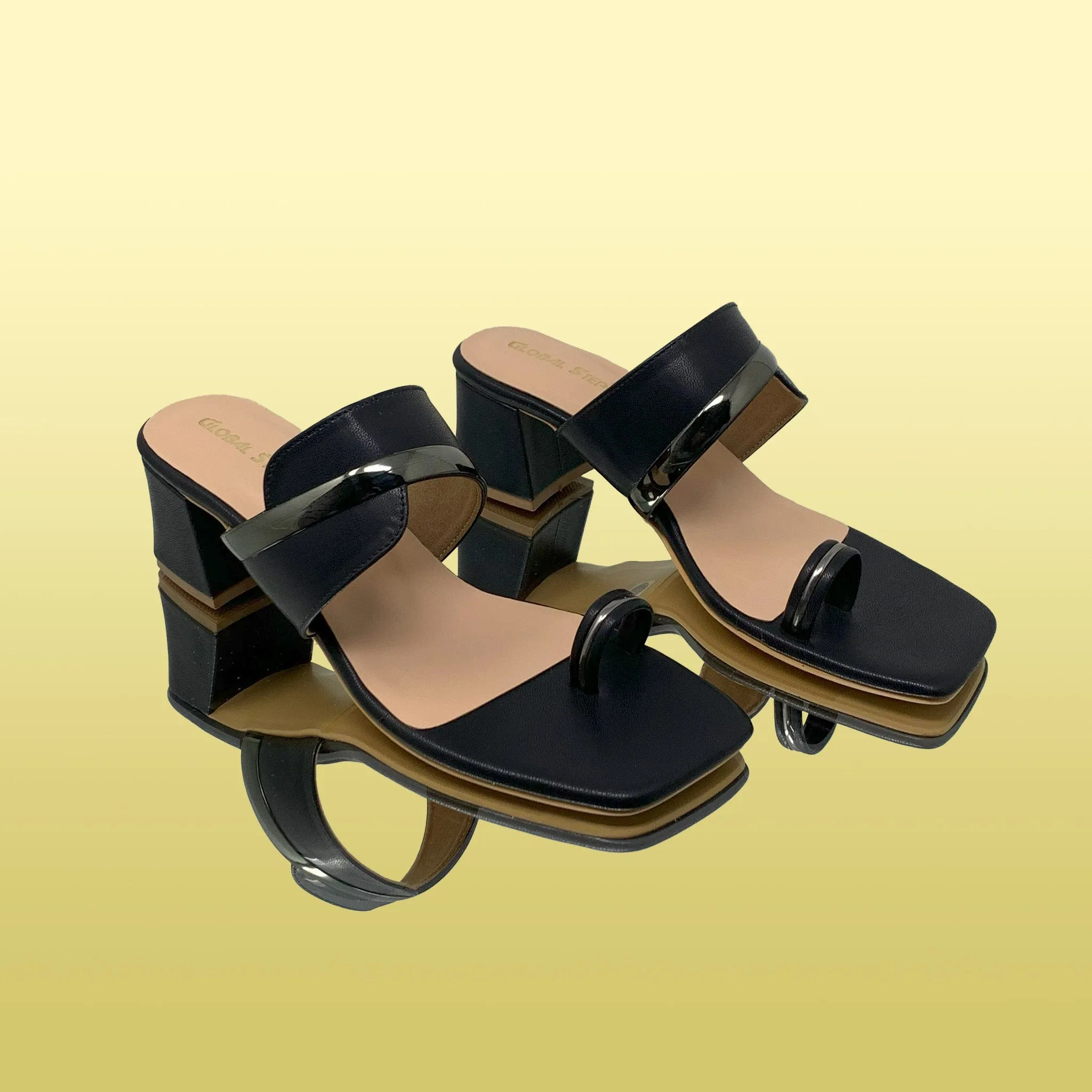 Sleek Black Open-Toe Heels