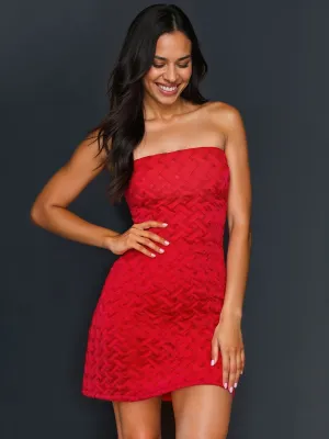 Sleeveless Strapless Textured Cocktail Mini Dress