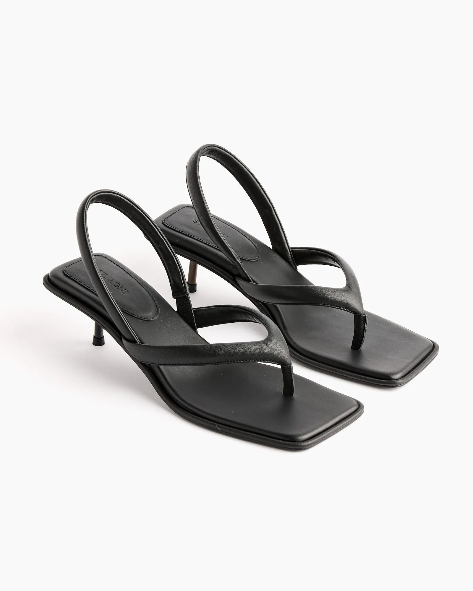 Sling Back Thong Heel in Black