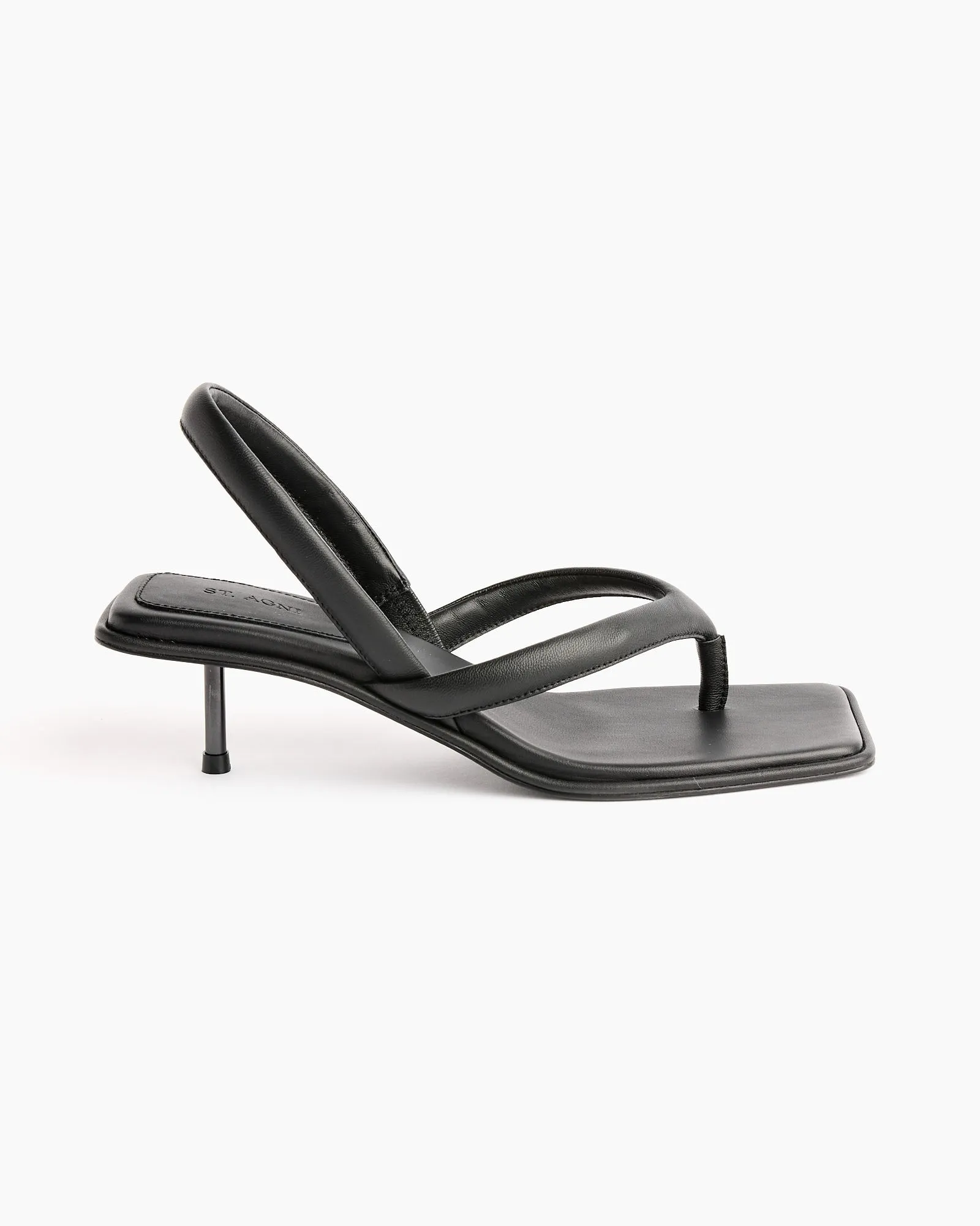 Sling Back Thong Heel in Black