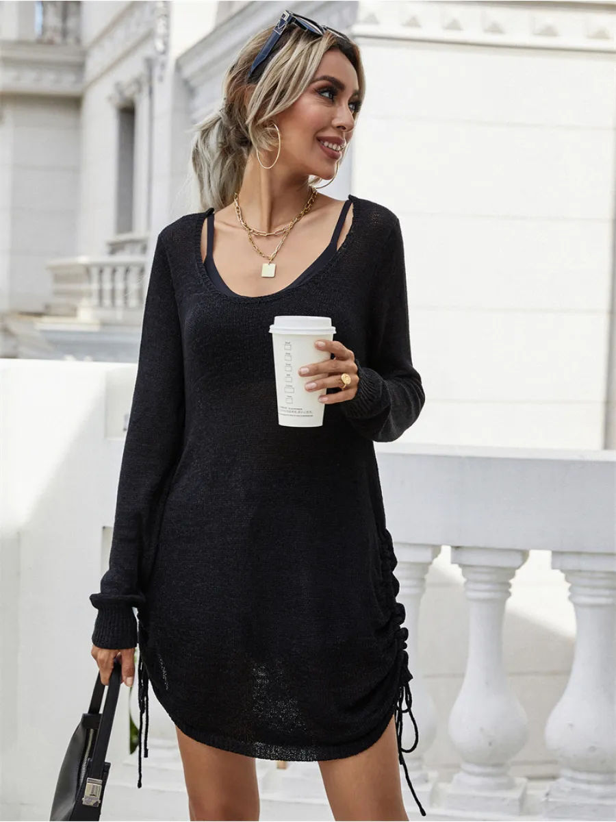 Smaibulun | CASTAWAY Low Open Back Knit Dress - Black