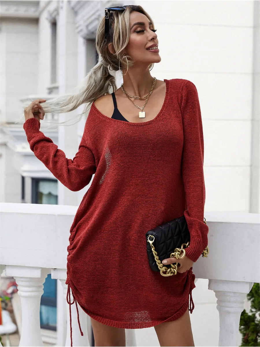 Smaibulun | CASTAWAY Low Open Back Knit Dress - Rust
