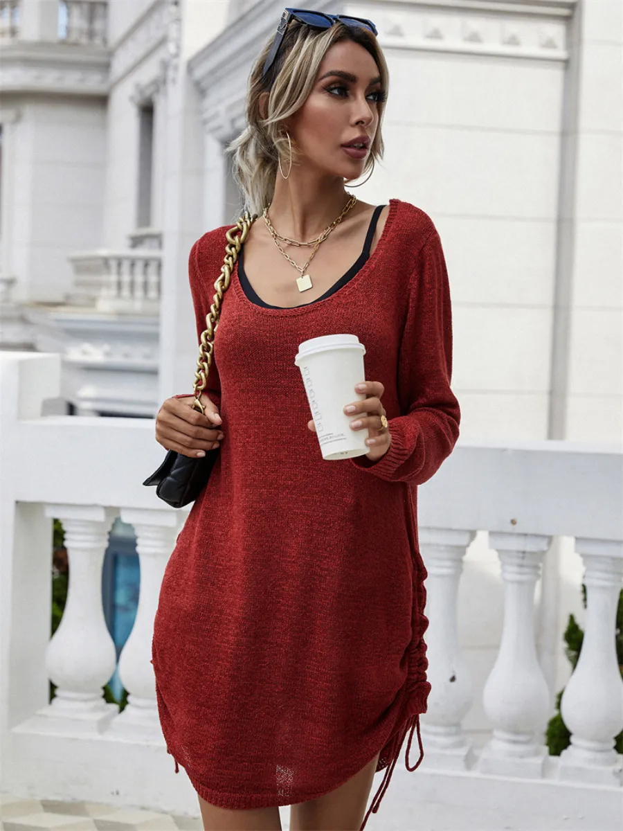 Smaibulun | CASTAWAY Low Open Back Knit Dress - Rust