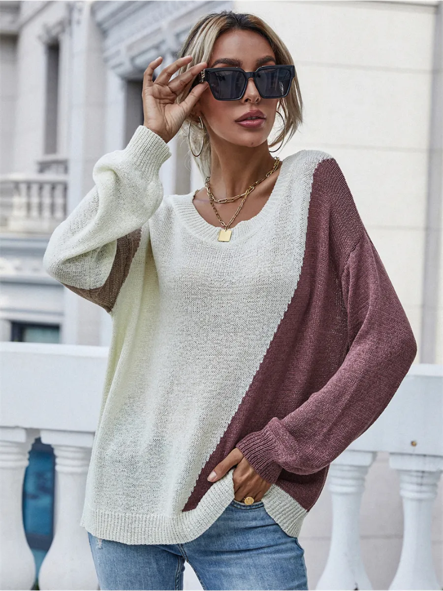 Smaibulun | GRANIA Two Tone Color Block Knit Sweater - Beige