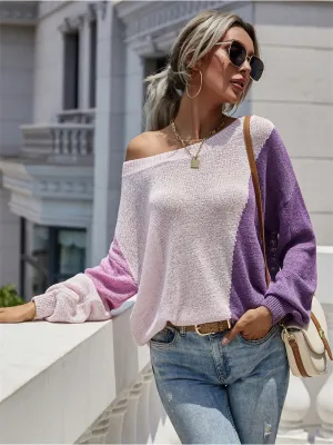 Smaibulun | GRANIA Two Tone Color Block Knit Sweater - Purple