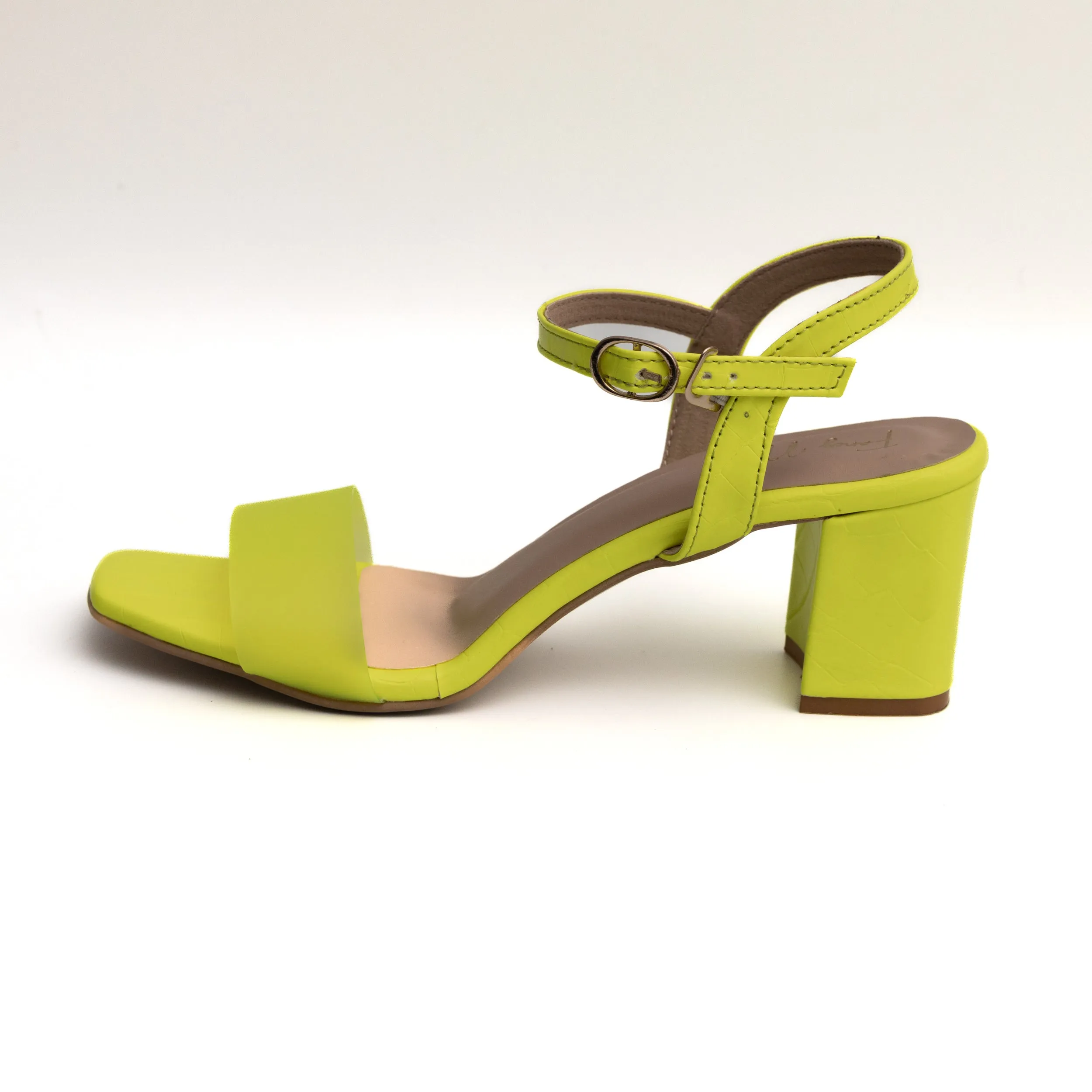 Smokey Buckle Strap Mules - Neon Green
