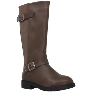 SOBEYO Girl's Knee-High Riding Boots Back Elastics Nappa Mocha