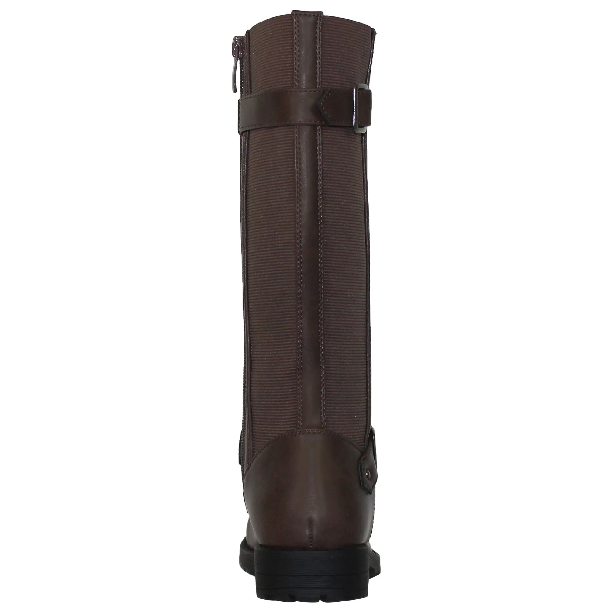 SOBEYO Girl's Knee-High Riding Boots Back Elastics Nappa Mocha