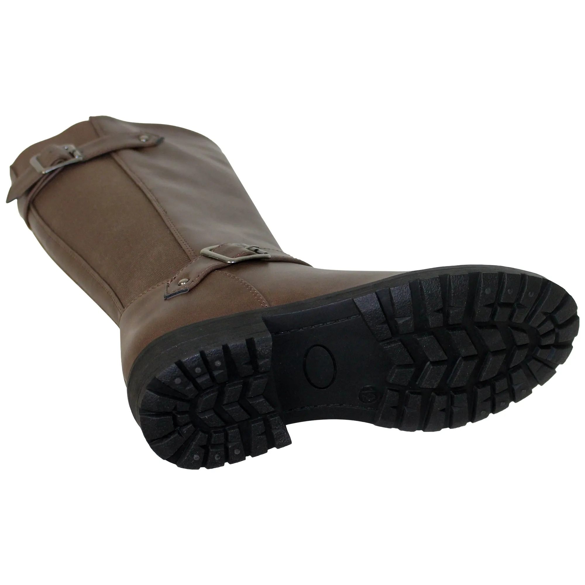 SOBEYO Girl's Knee-High Riding Boots Back Elastics Nappa Mocha
