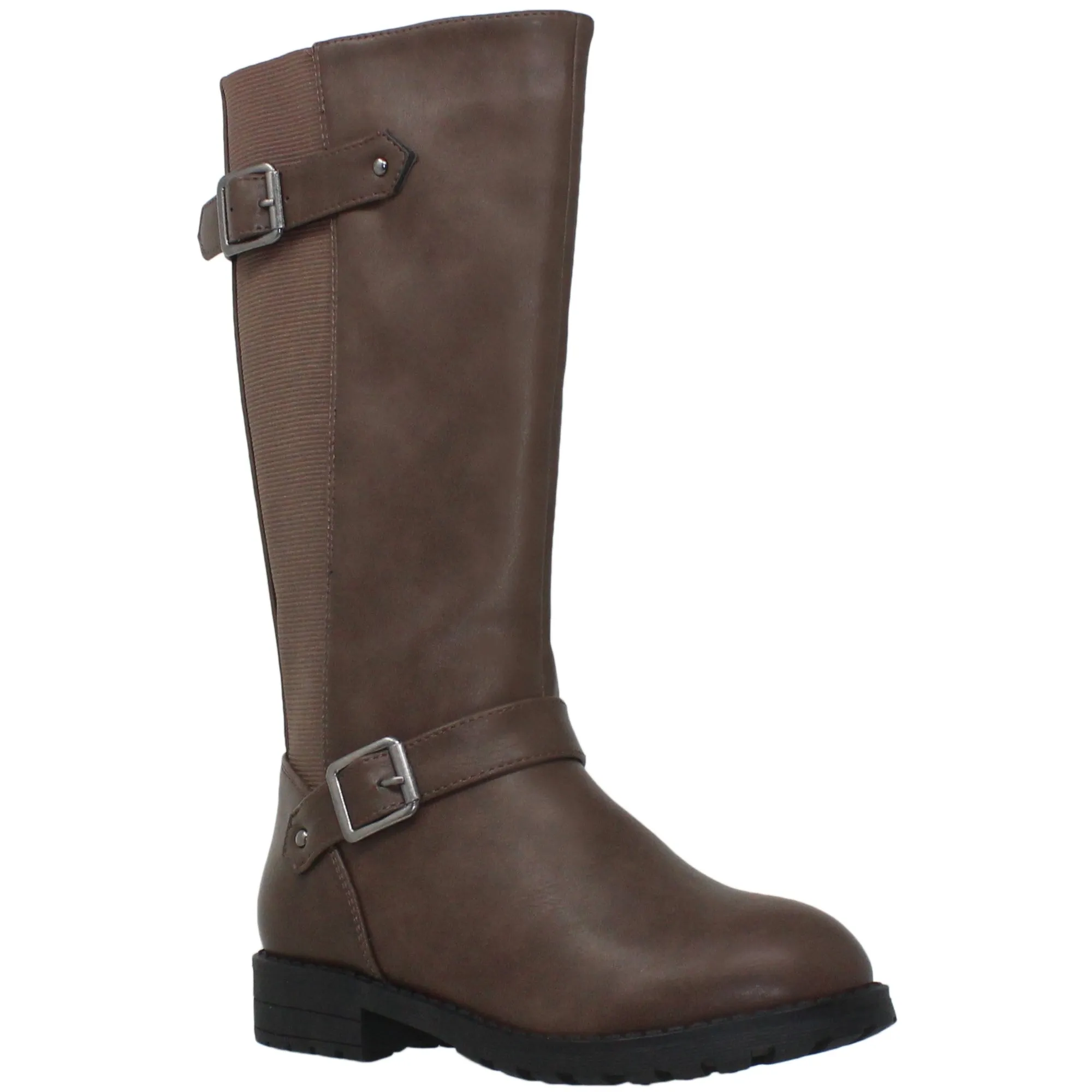 SOBEYO Girl's Knee-High Riding Boots Back Elastics Nappa Mocha