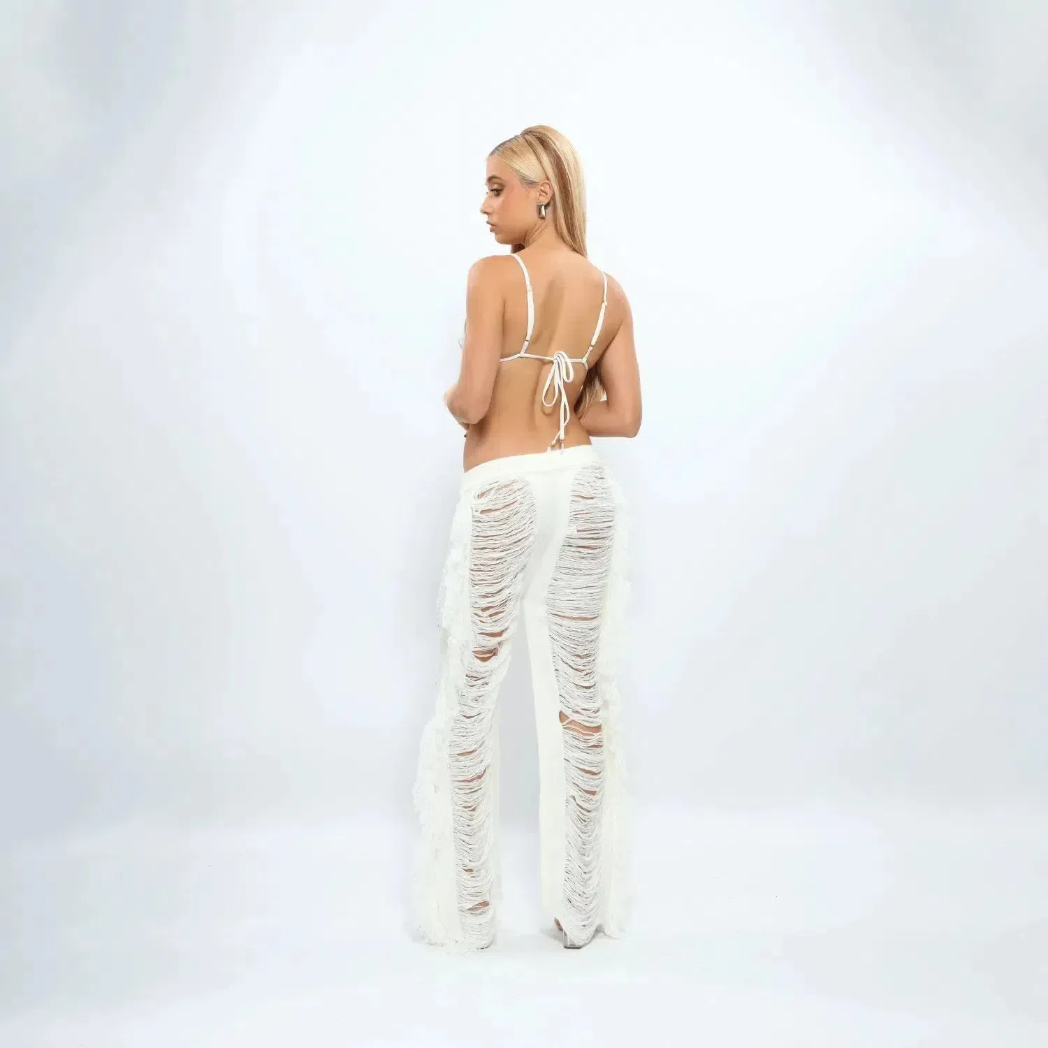 Sonira – Distressed effect – Fringe knit pants