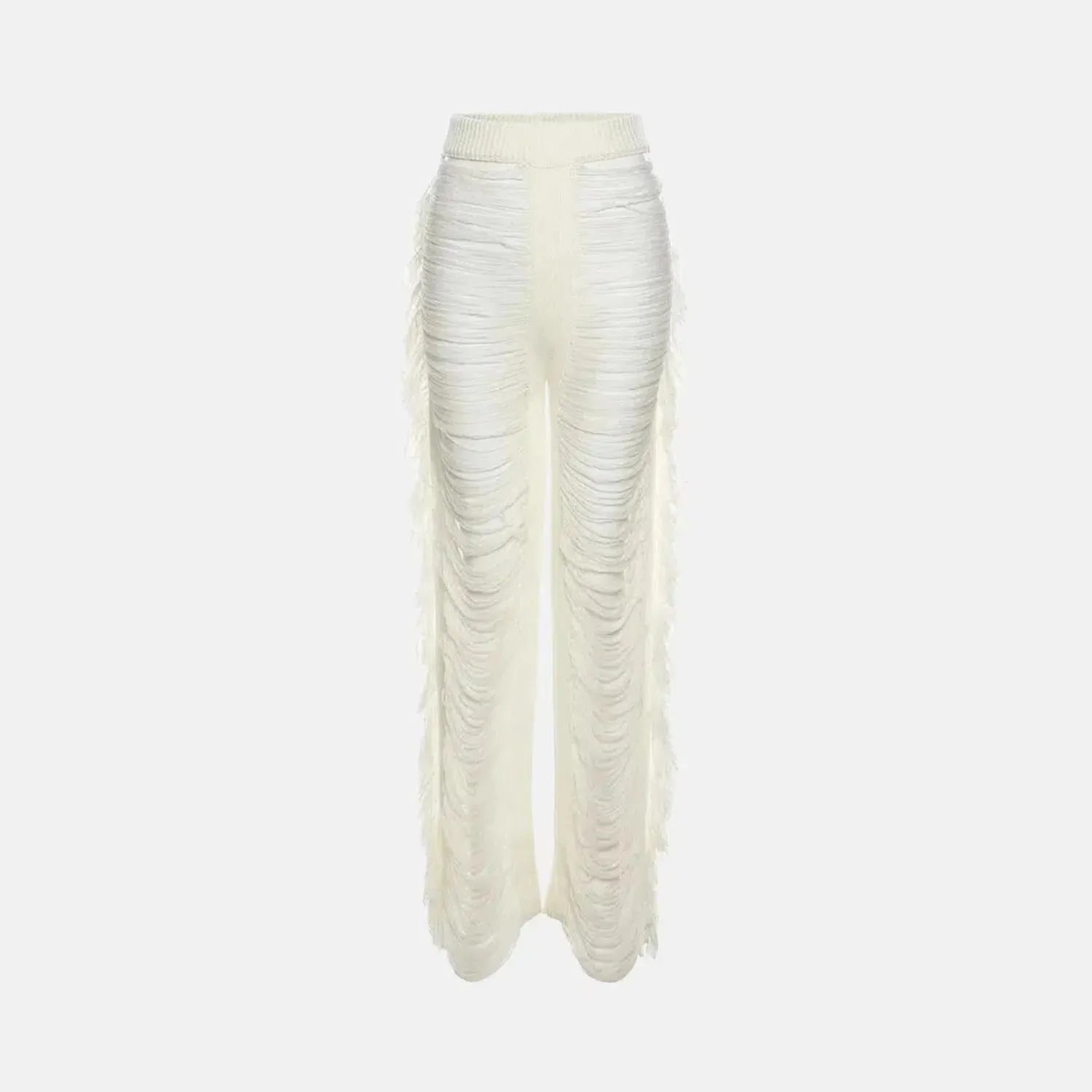 Sonira – Distressed effect – Fringe knit pants