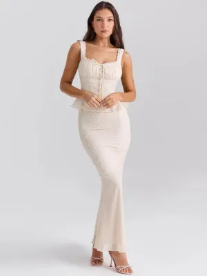 Sophie Elegant Lace Peplum Maxi Dress
