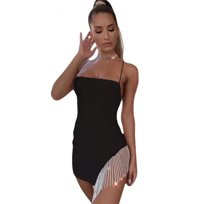 Spaghetti Sparkle Side Chain Women Dress-3 Colors