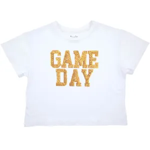 Sparkling White Sequin Game Day Box T-Shirt