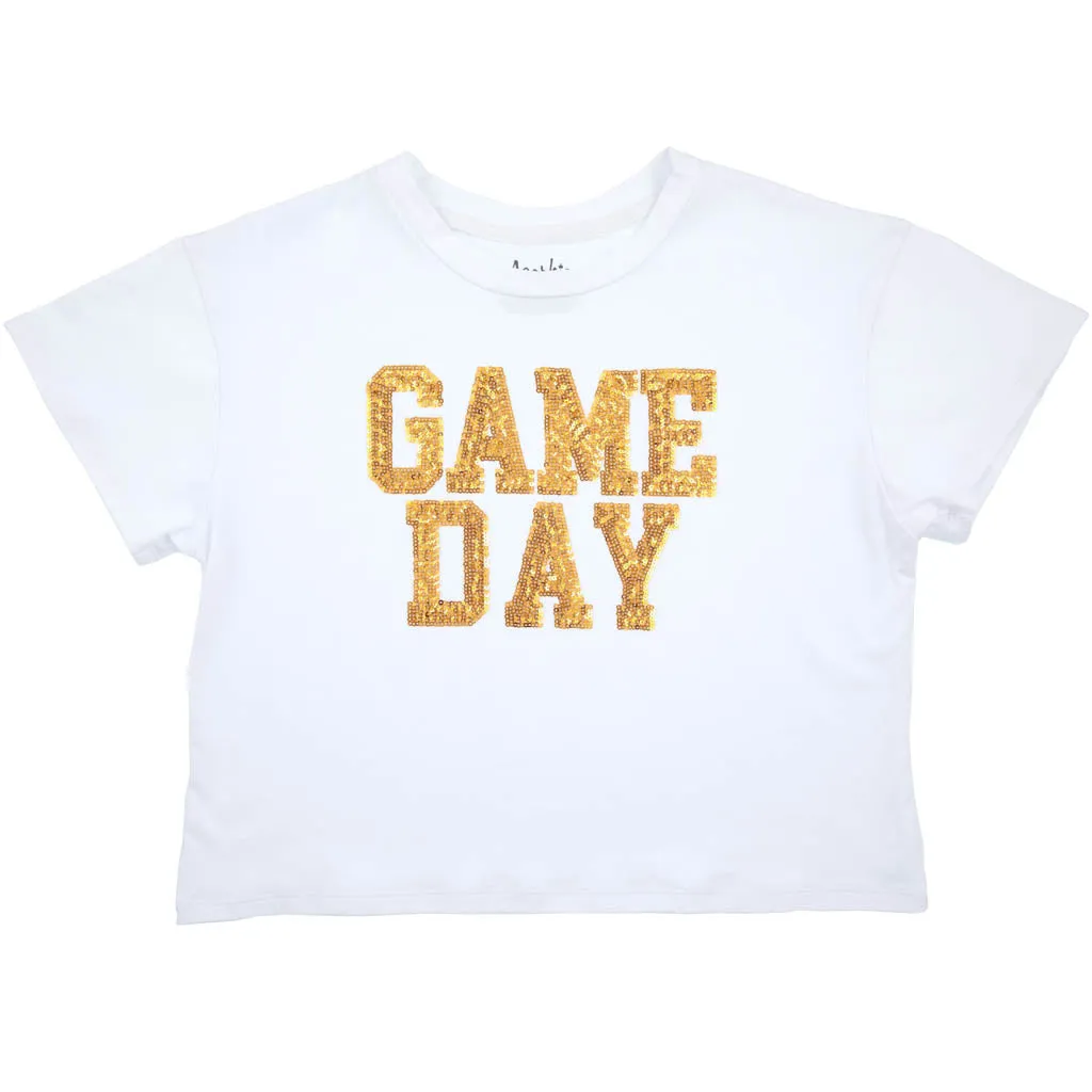 Sparkling White Sequin Game Day Box T-Shirt
