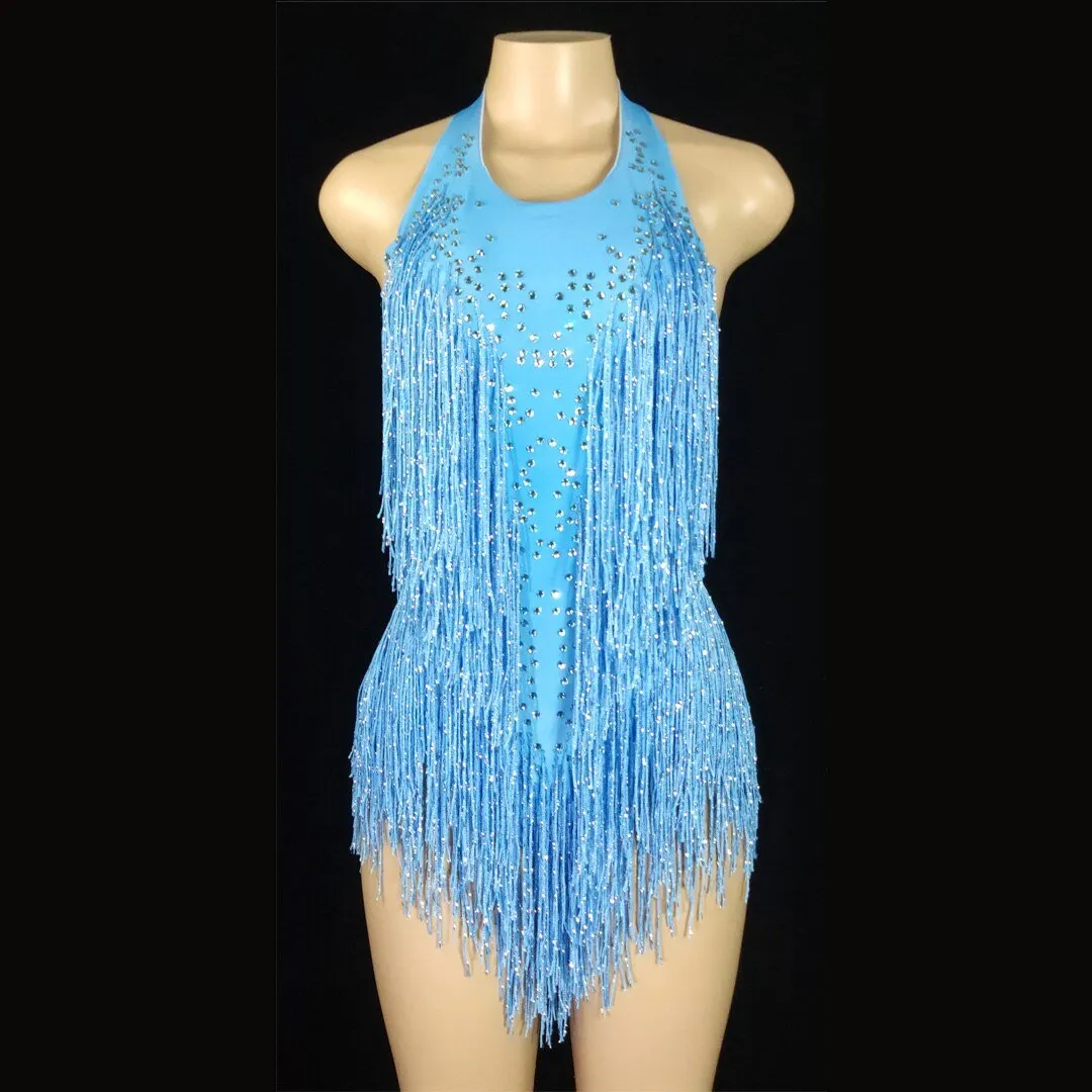 Sparkly Crystals Fringe Bodysuit