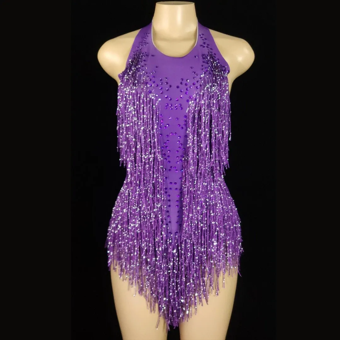 Sparkly Crystals Fringe Bodysuit