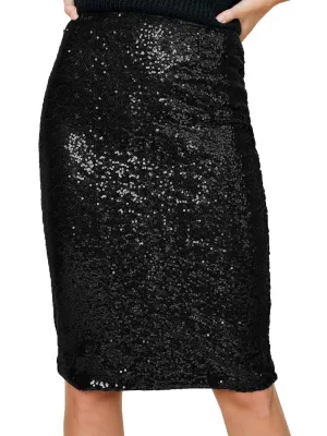 Sparkly Gunmetal Sequin Midi Skirt
