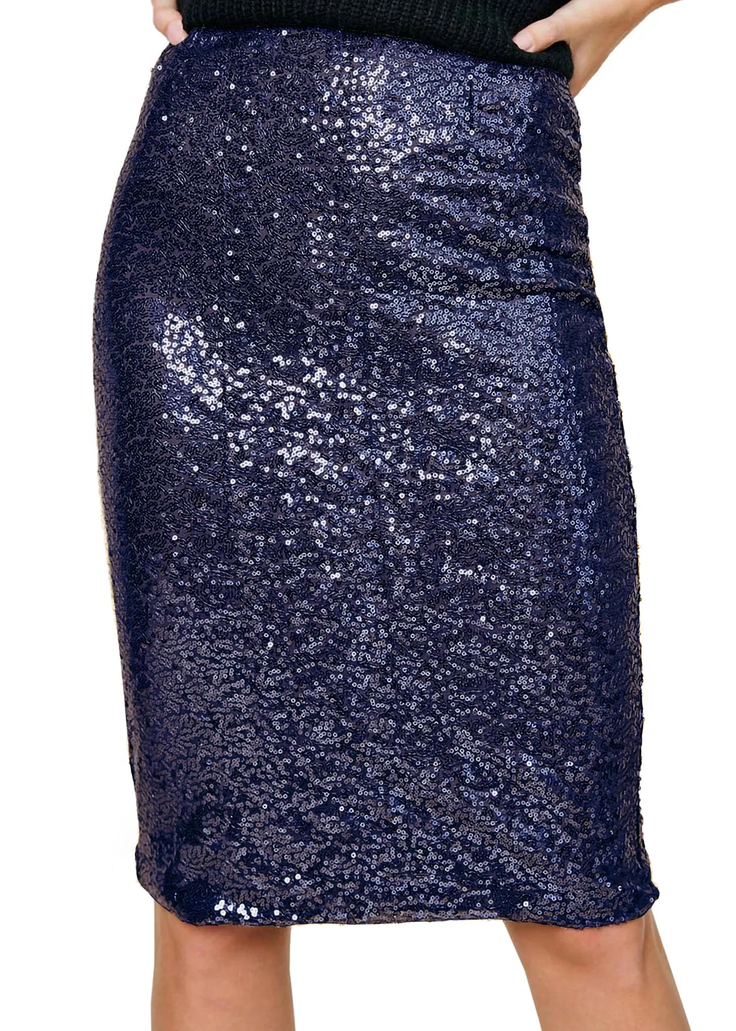 Sparkly Gunmetal Sequin Midi Skirt