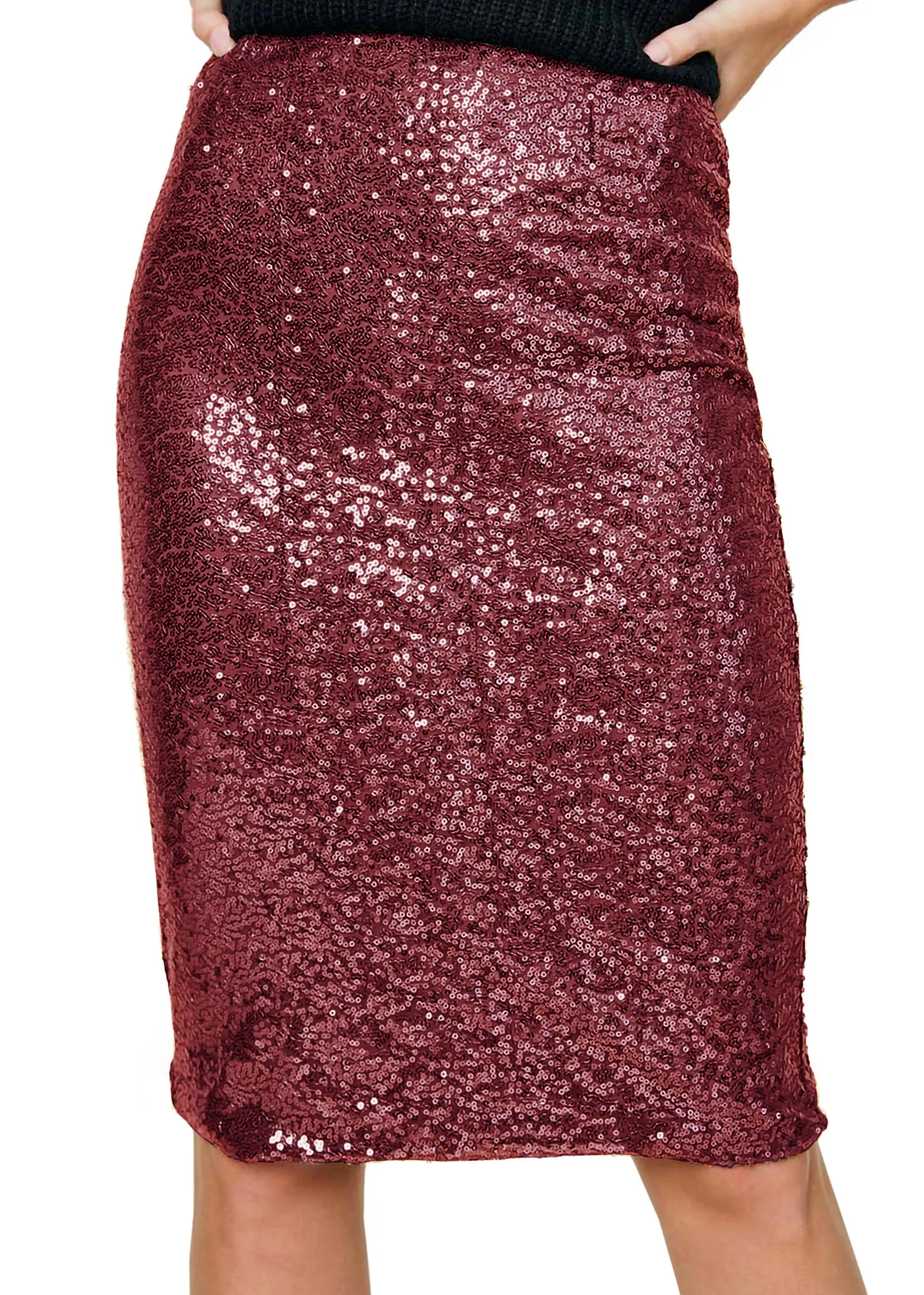 Sparkly Gunmetal Sequin Midi Skirt