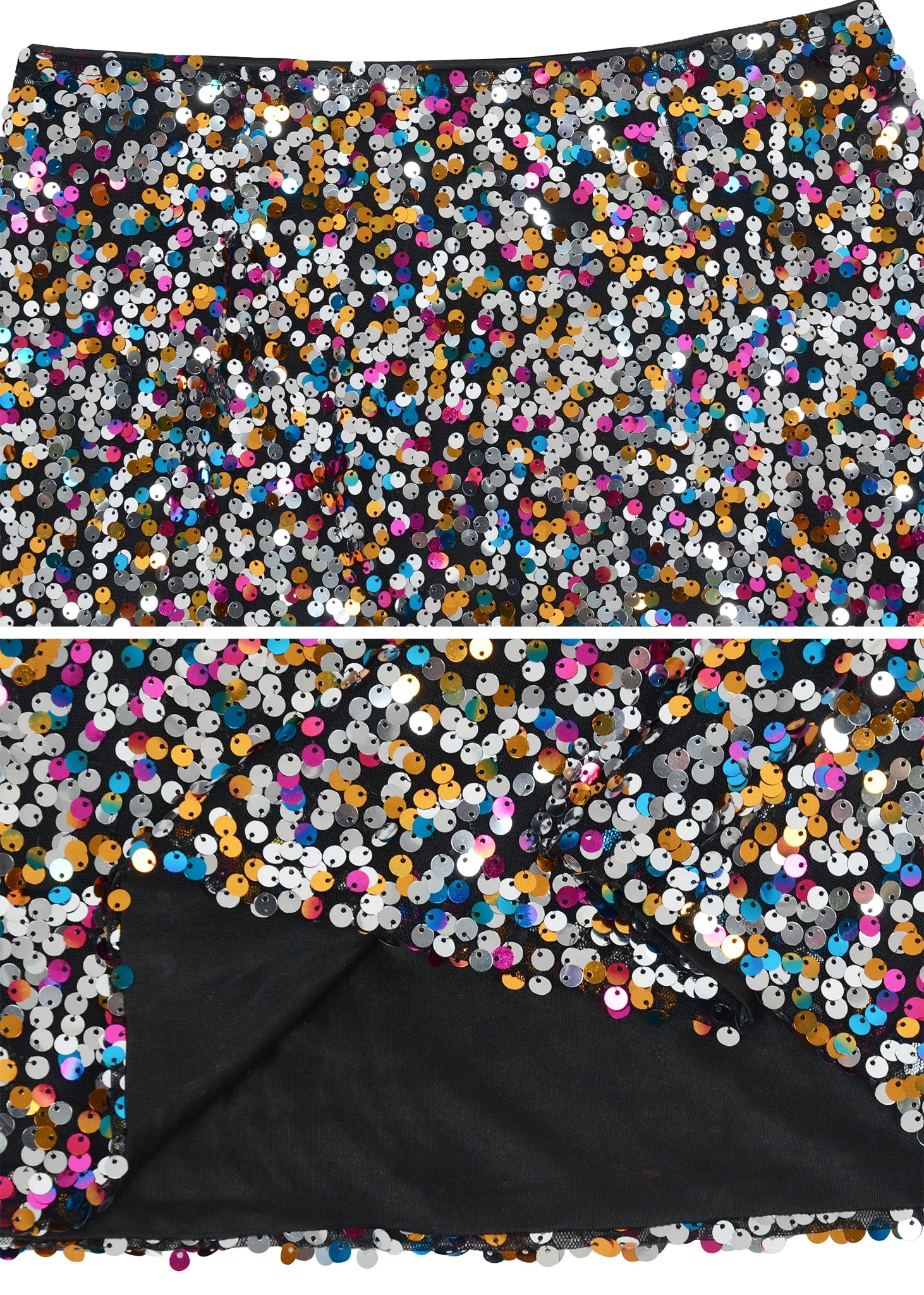 Sparkly Gunmetal Sequin Midi Skirt