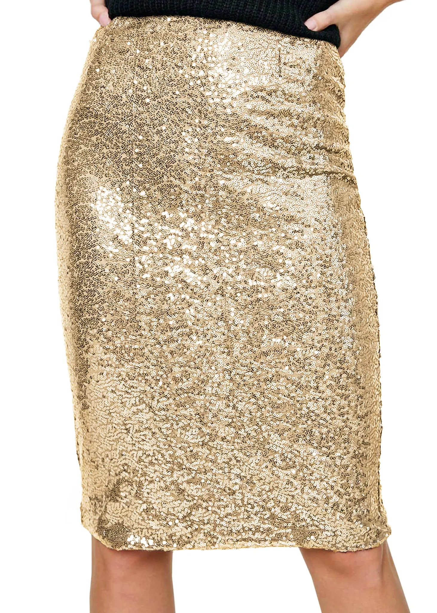 Sparkly Gunmetal Sequin Midi Skirt