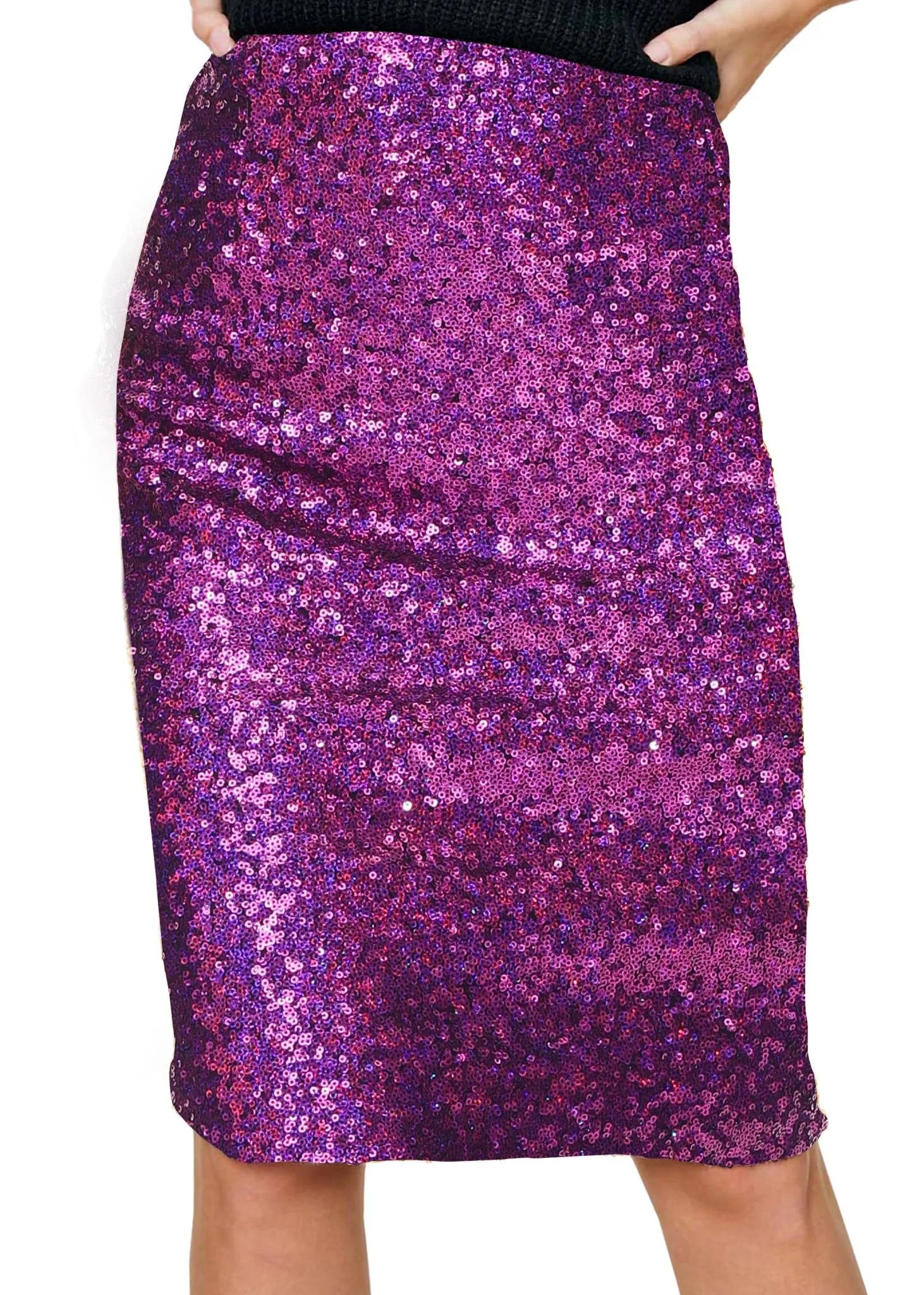 Sparkly Gunmetal Sequin Midi Skirt