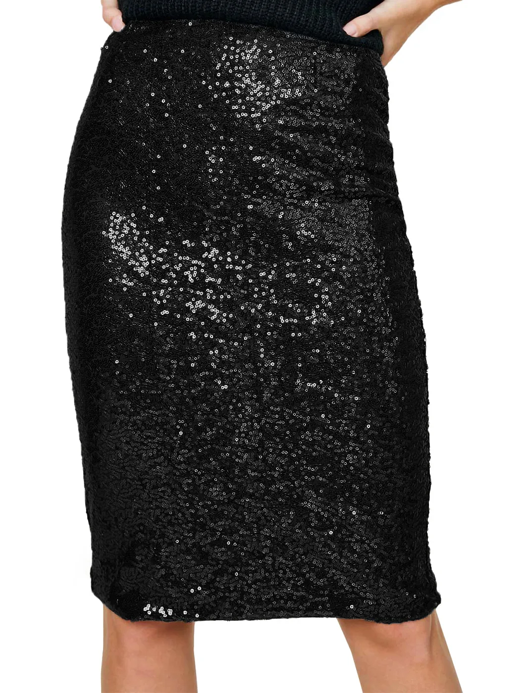Sparkly Gunmetal Sequin Midi Skirt