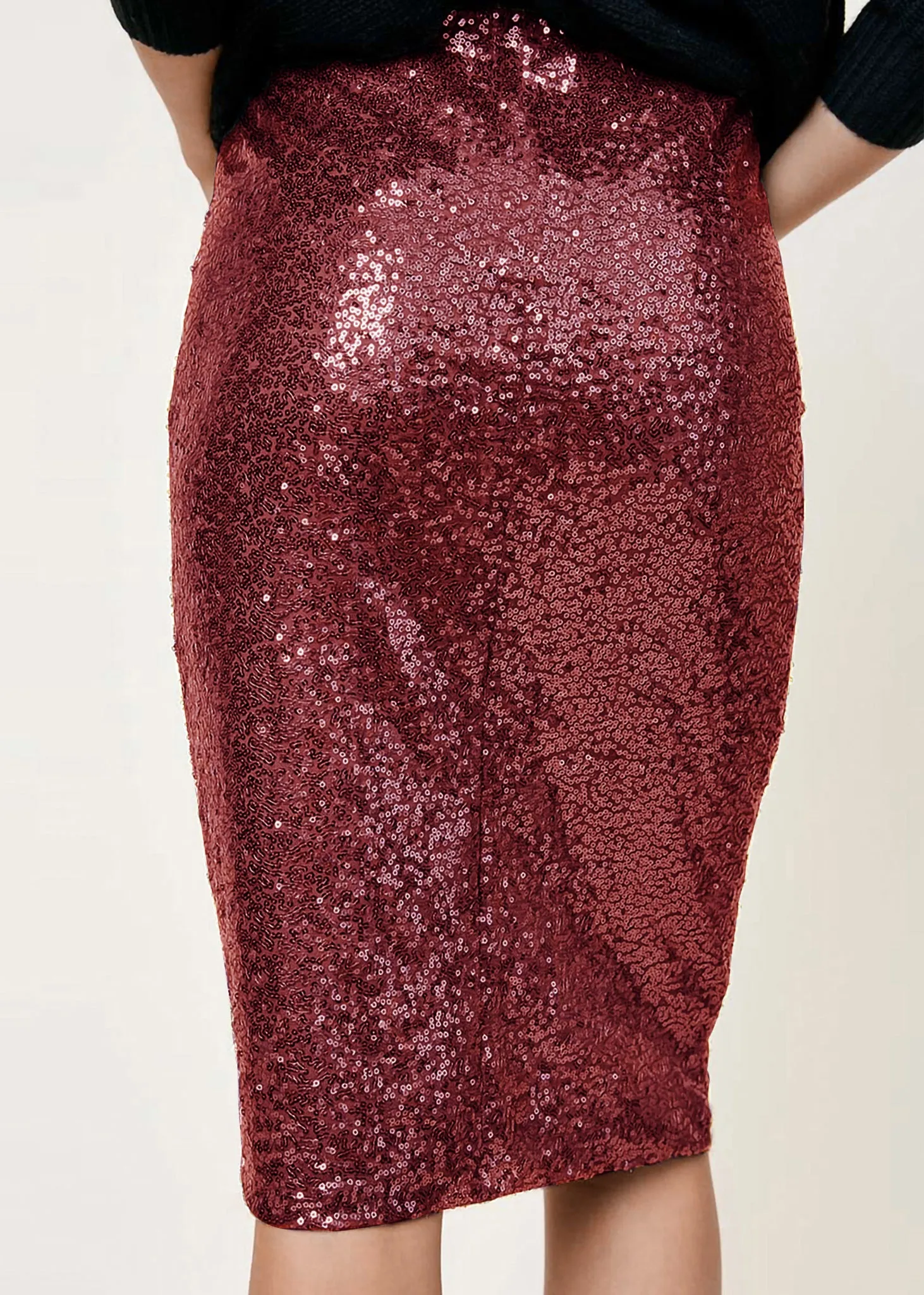 Sparkly Gunmetal Sequin Midi Skirt