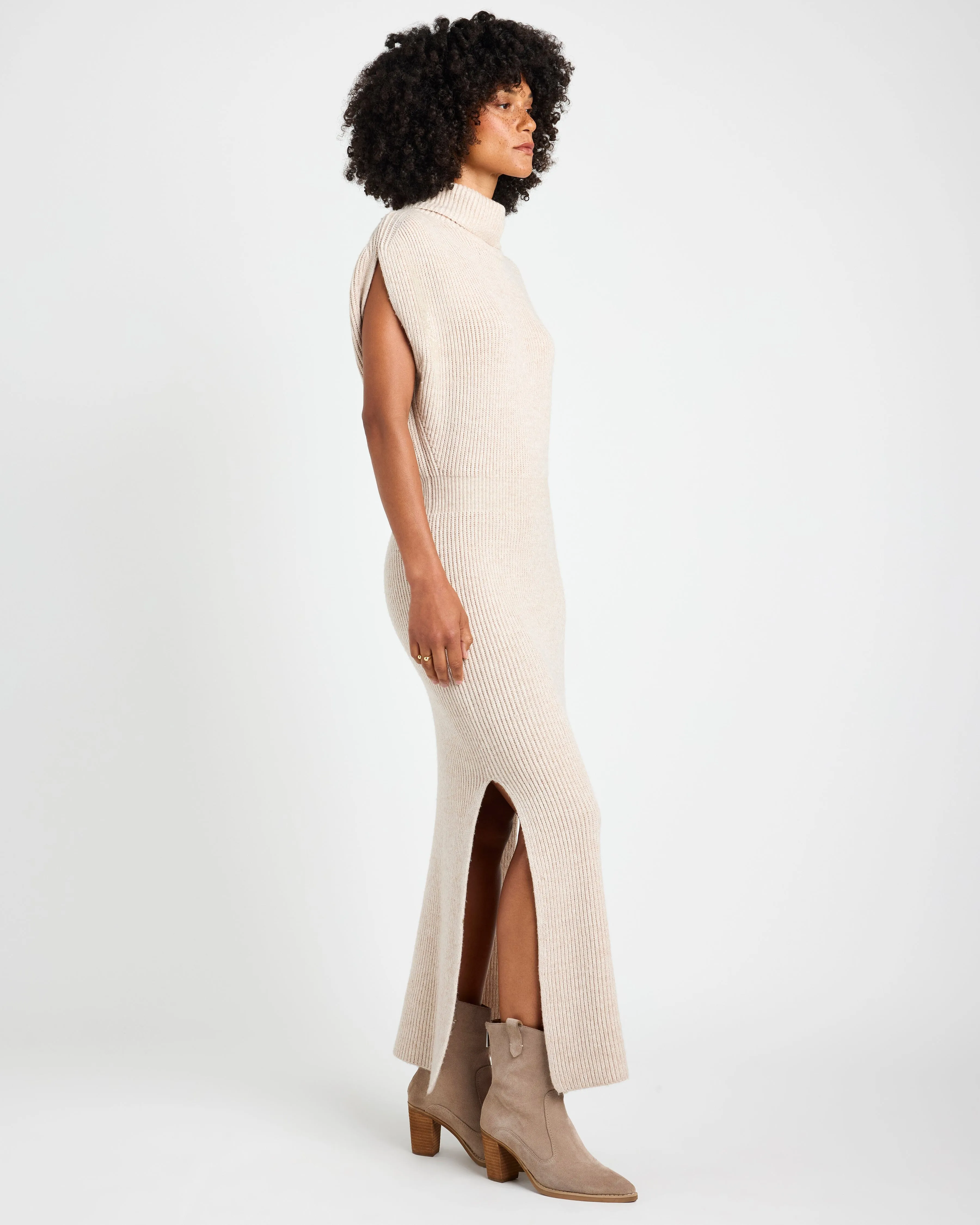 Splendid Marigold Sweater Dress - Wheat Heather