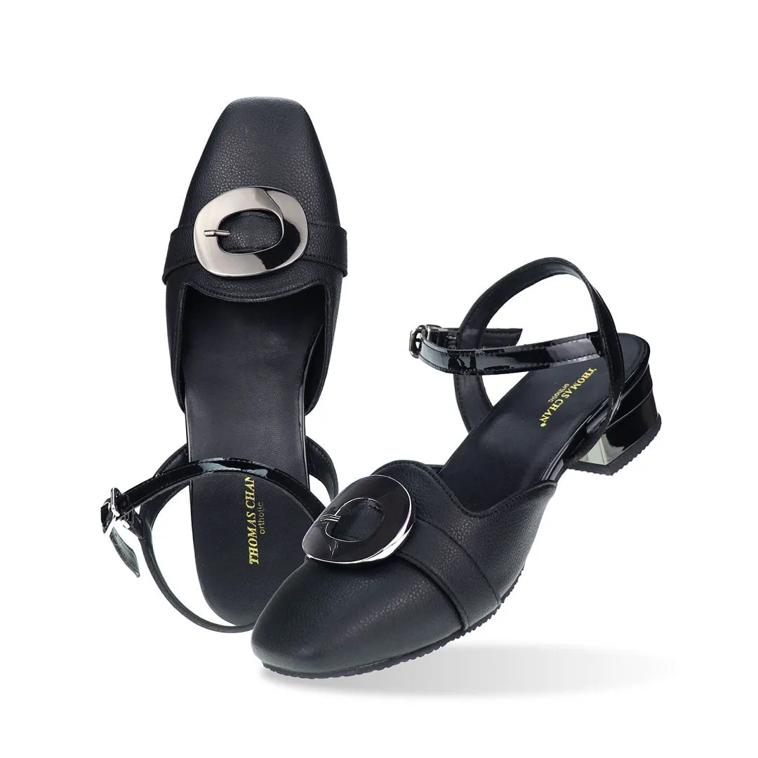 Square-Toe Ankle Strap Low Heels 1.5"inch [Office Wear Series]